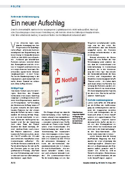 Vorschauseite 1: Reform der Notfallversorgung: Ein neuer Aufschlag