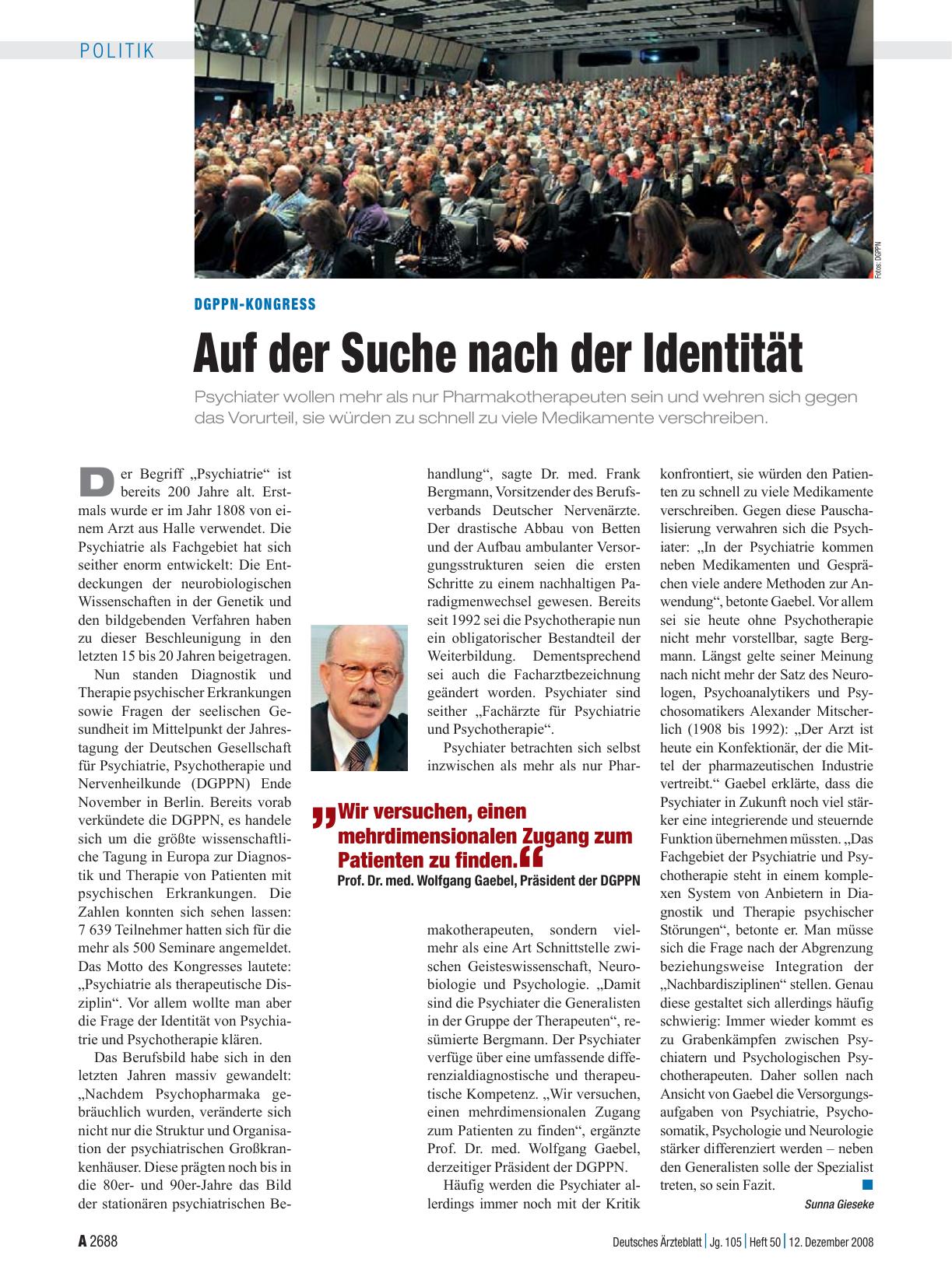 Vorschauseite 1: DGPPN-Kongress: Auf der Suche nach der Identität