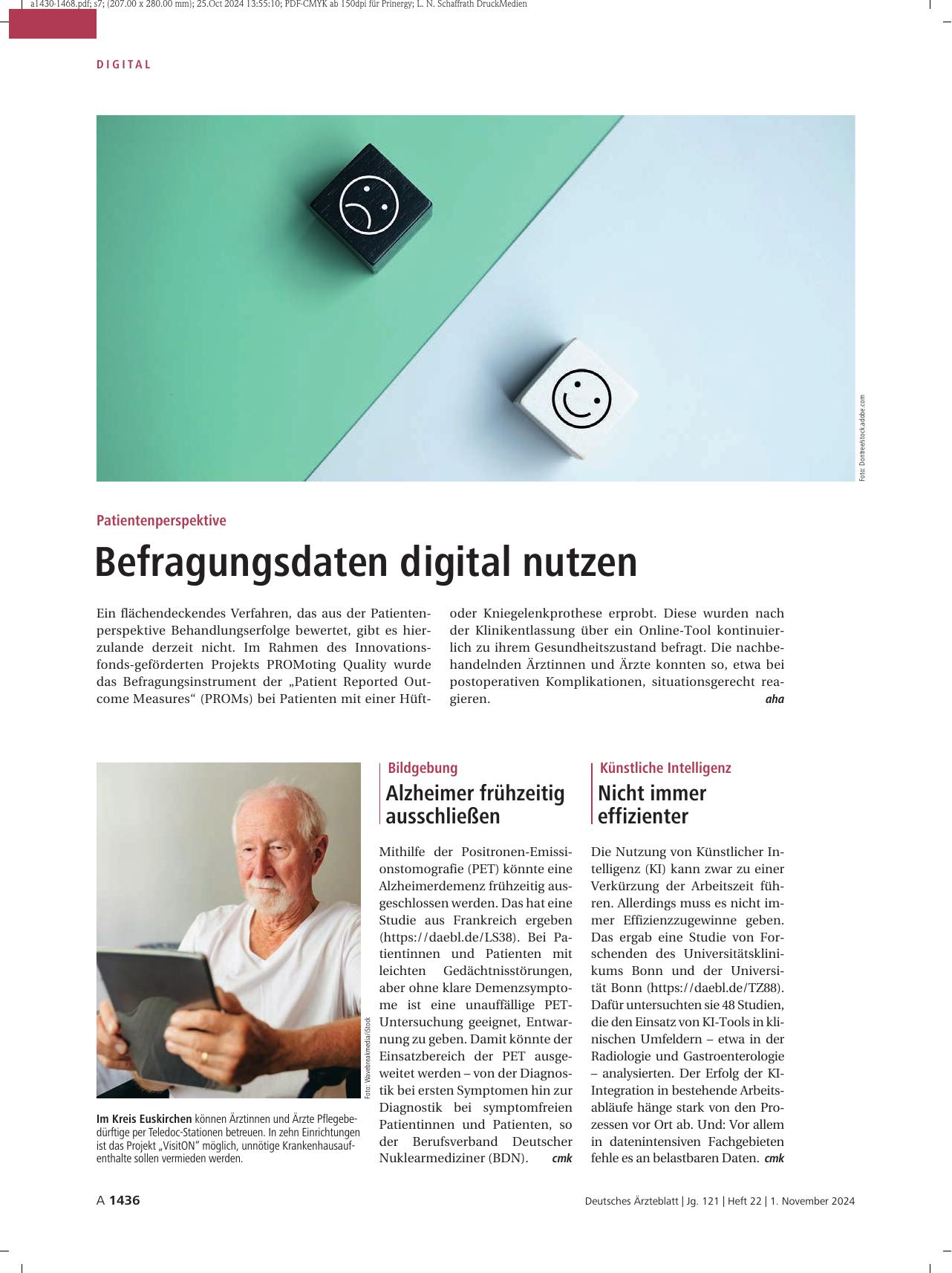 Vorschauseite 1: Patientenperspektive: Befragungsdaten digital nutzen