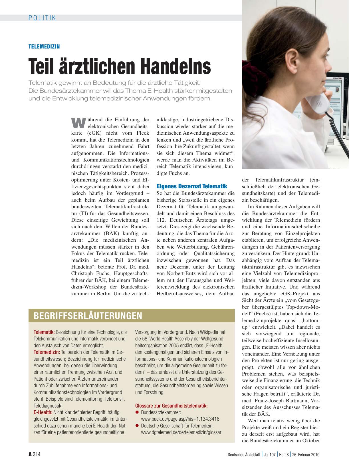 Vorschauseite 1: Telemedizin: Teil ärztlichen Handelns