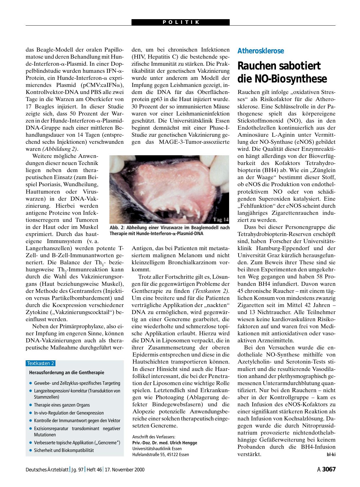 Vorschauseite 1: Atherosklerose: Rauchen sabotiert die NO-Biosynthese