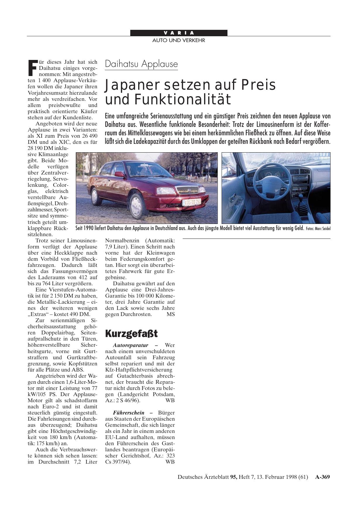 Vorschauseite 1: Daihatsu Applause: Japaner setzen auf Preis und Funktionalität