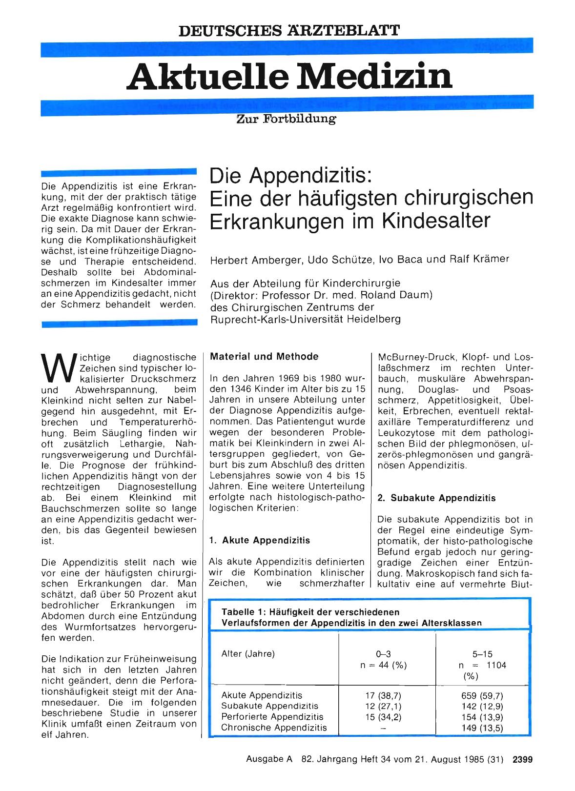 Vorschauseite 1: Die Appendizitis: Eine der häufigsten chirurgischen Erkrankungen im Kindesalter