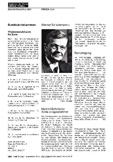 Vorschauseite 1: Werner Schulemann †