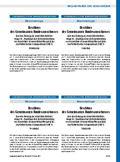 Vorschauseite 1: Beschluss des Gemeinsamen Bundesausschusses über eine Änderung der Arzneimittel-Richtlinie: Anlage XII – Odevixibat