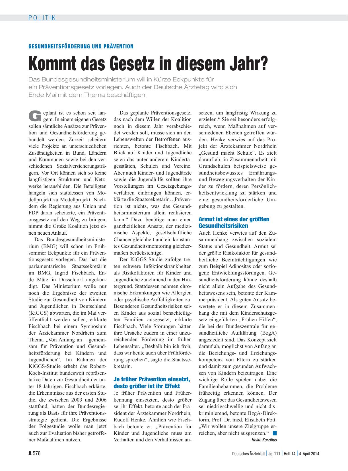 Vorschauseite 1: Gesundheitsförderung und Prävention: Kommt das Gesetz in diesem Jahr?