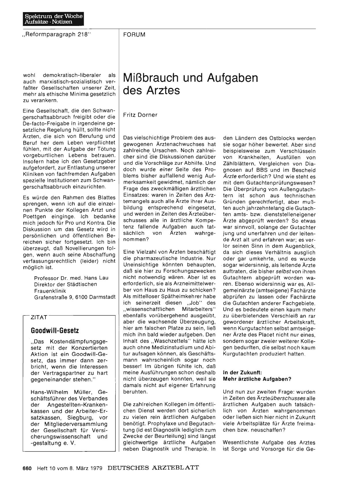 Vorschauseite 1: Mißbrauch und Aufgaben des Arztes