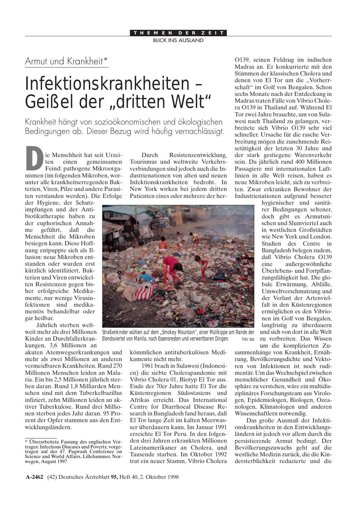 Vorschauseite 1: Armut und Krankheit: Infektionskrankheiten - Geißel der „dritten Welt“
