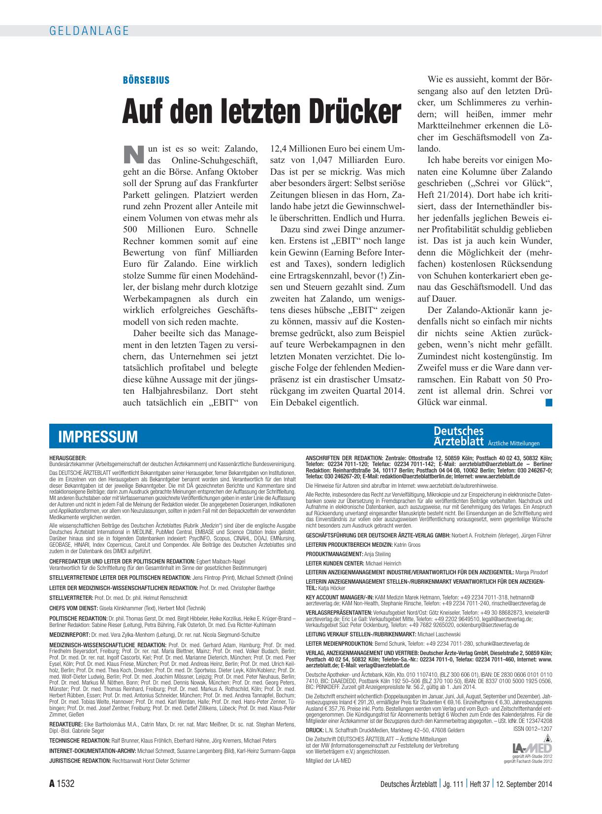 Vorschauseite 1: Börsebius: Auf den letzten Drücker