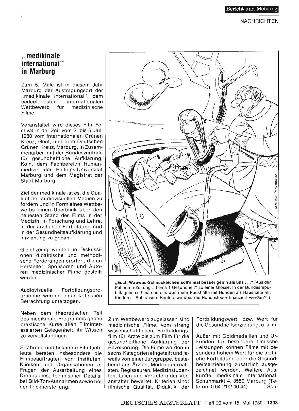 Vorschauseite 1: „medikinale international” in Marburg