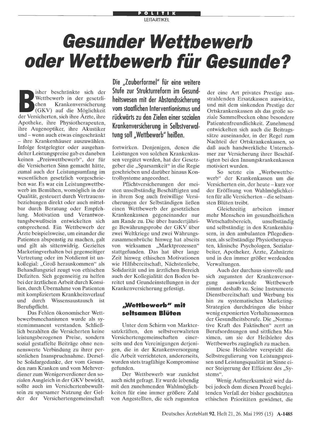 Vorschauseite 1: Gesunder Wettbewerb oder Wettbewerb für Gesunde?