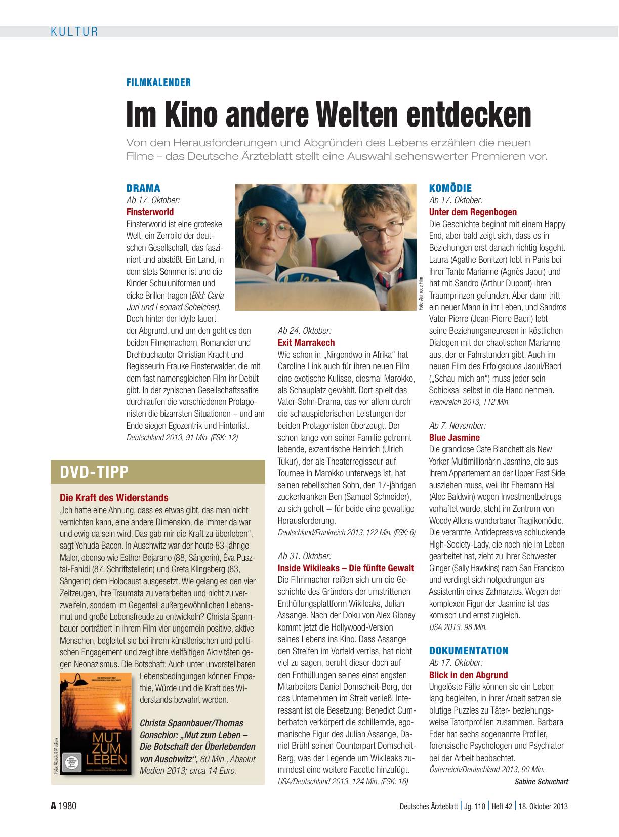 Vorschauseite 1: Filmkalender: Im Kino andere Welten entdecken