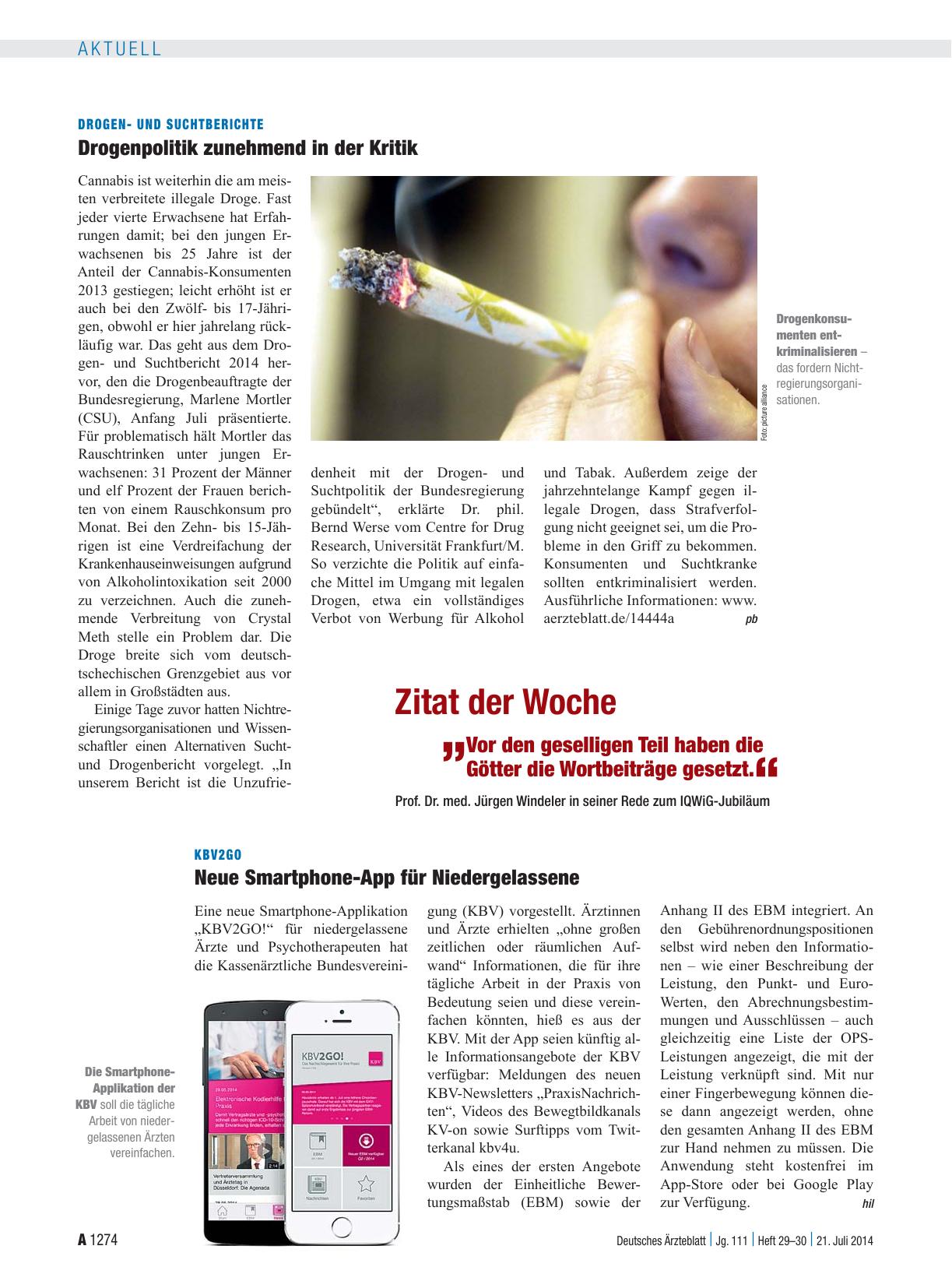 Vorschauseite 1: Drogenund Suchtberichte: Drogenpolitik zunehmend in der Kritik
