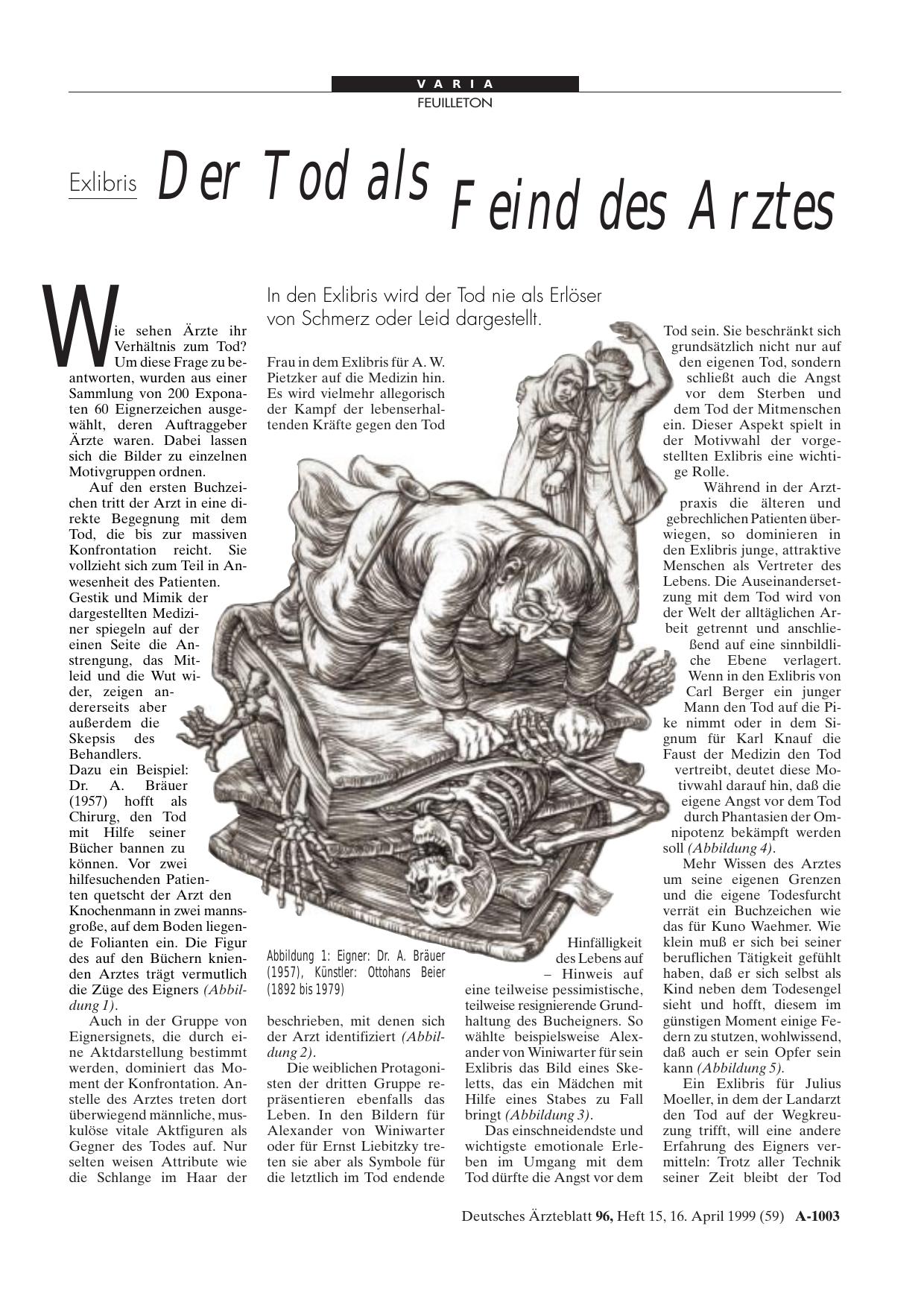 Vorschauseite 1: Exlibris Der Tod als Feind des Arztes