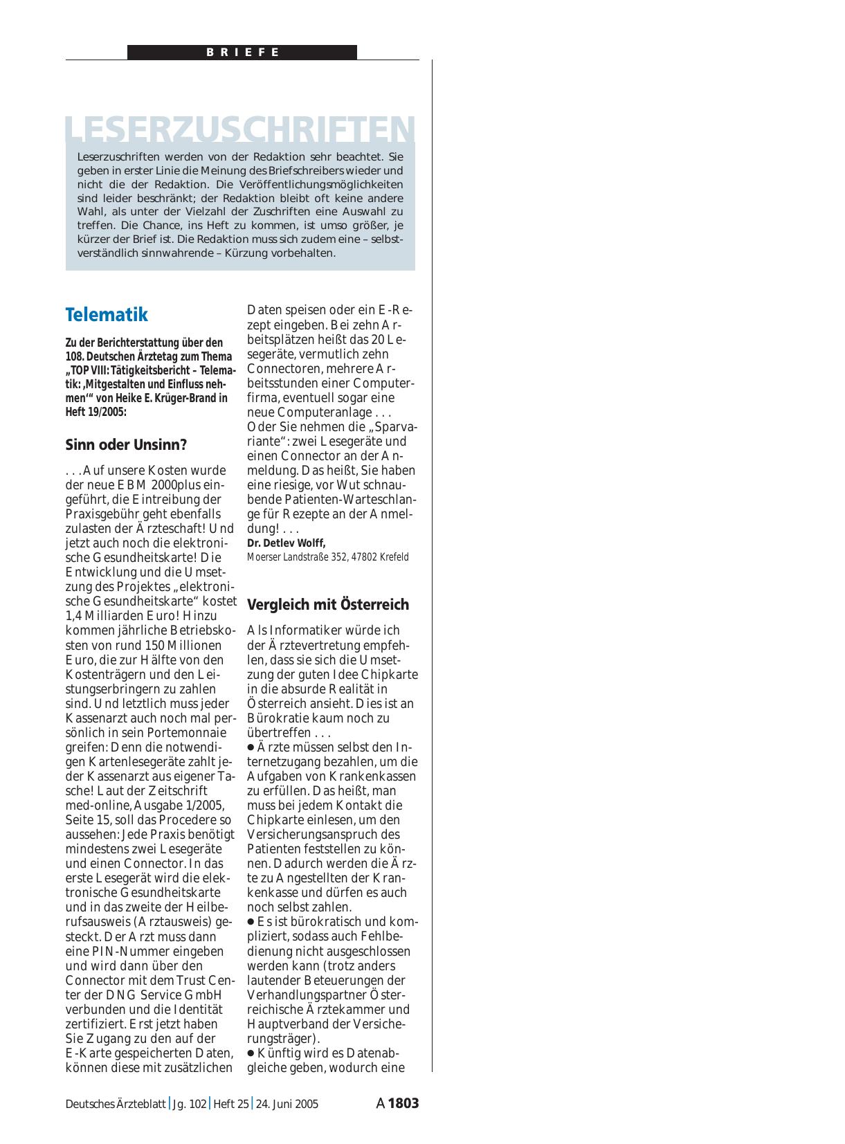 Vorschauseite 1: Telematik: Sinn oder Unsinn?