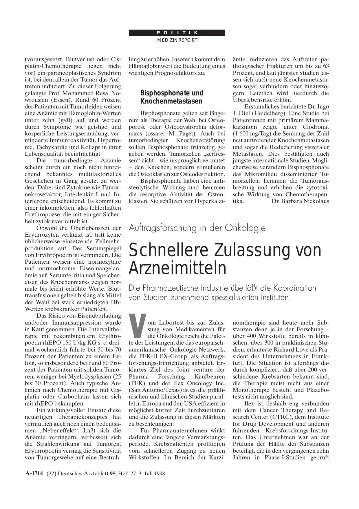 Vorschauseite 1: Auftragsforschung in der Onkologie: Schnellere Zulassung von Arzneimitteln