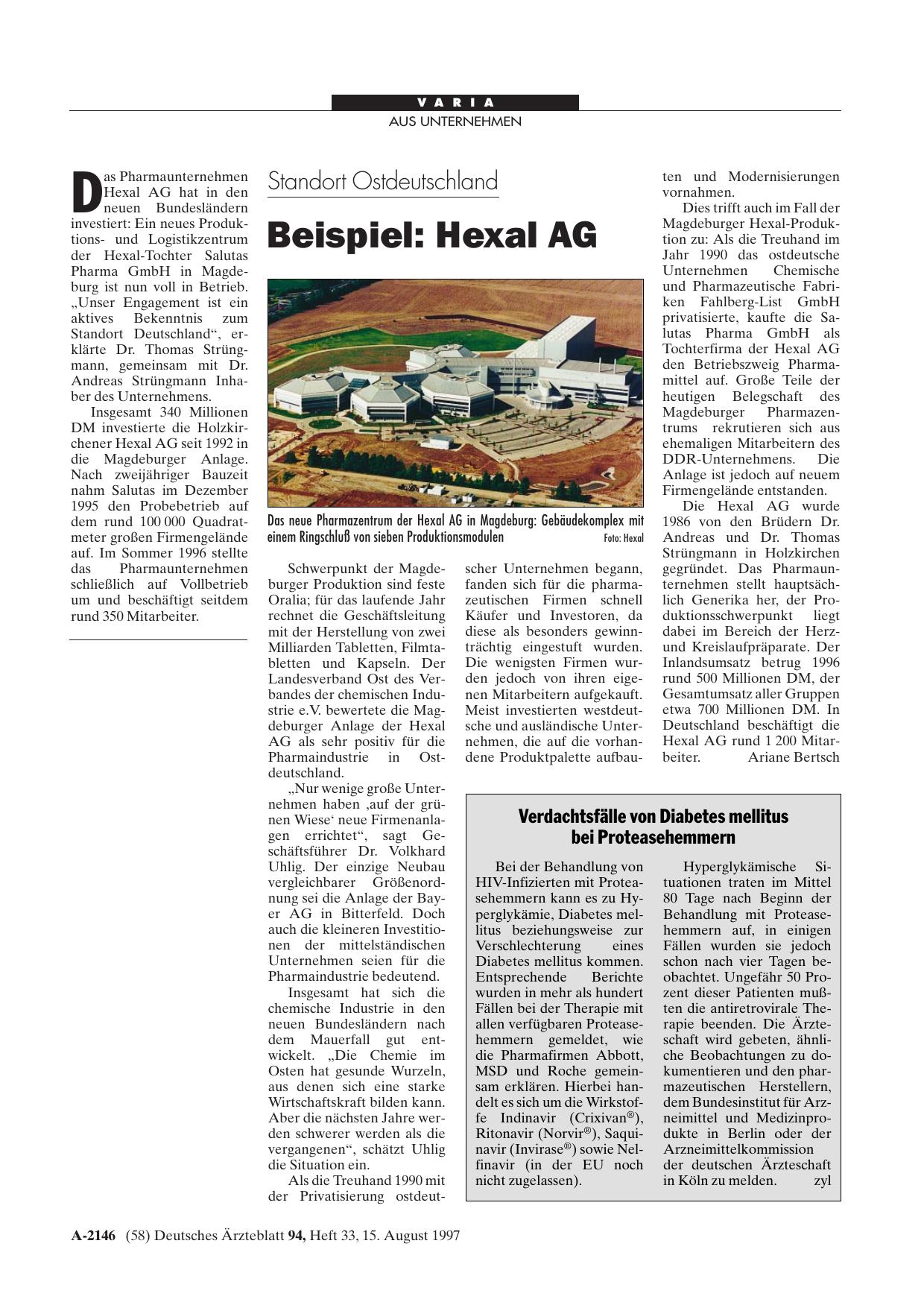 Vorschauseite 1: Standort Ostdeutschland – Beispiel: Hexal AG