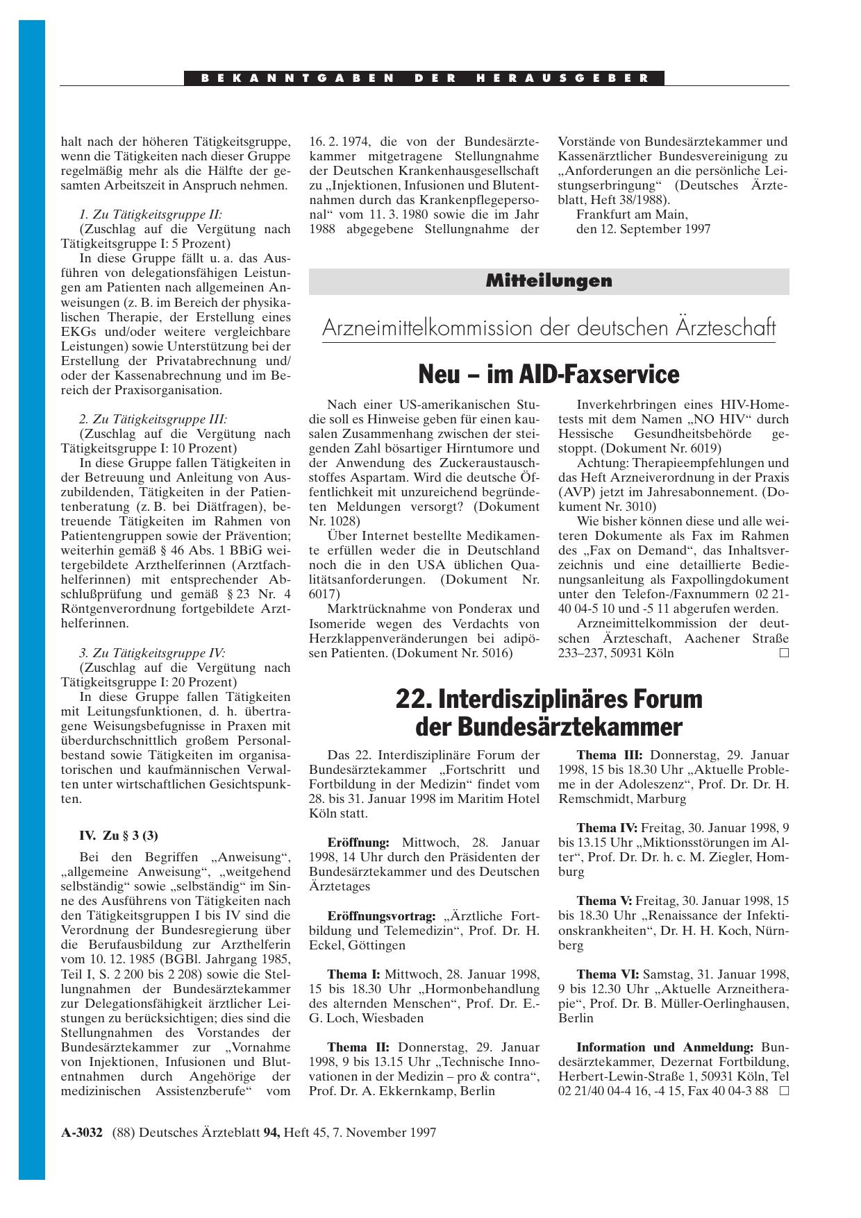Vorschauseite 1: 22. Interdisziplinäres Forum der Bundesärztekammer