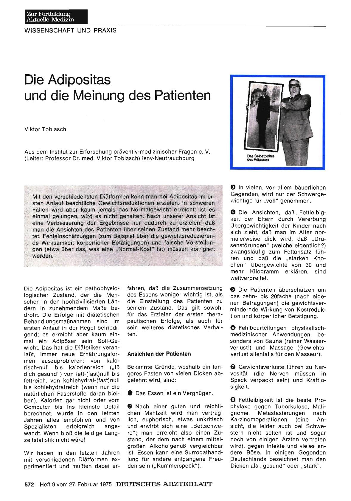 Vorschauseite 1: Die Adipositas und die Meinung des Patienten