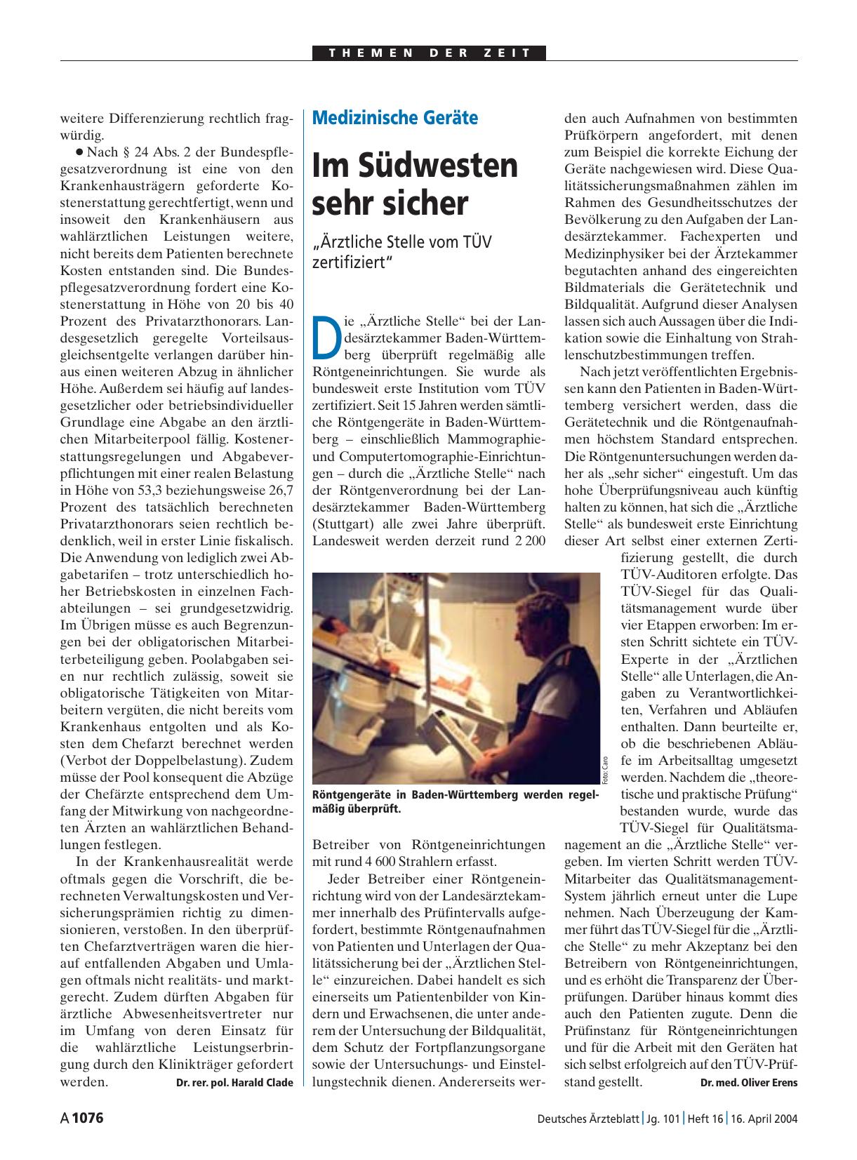 Vorschauseite 1: Medizinische Geräte: Im Südwesten sehr sicher