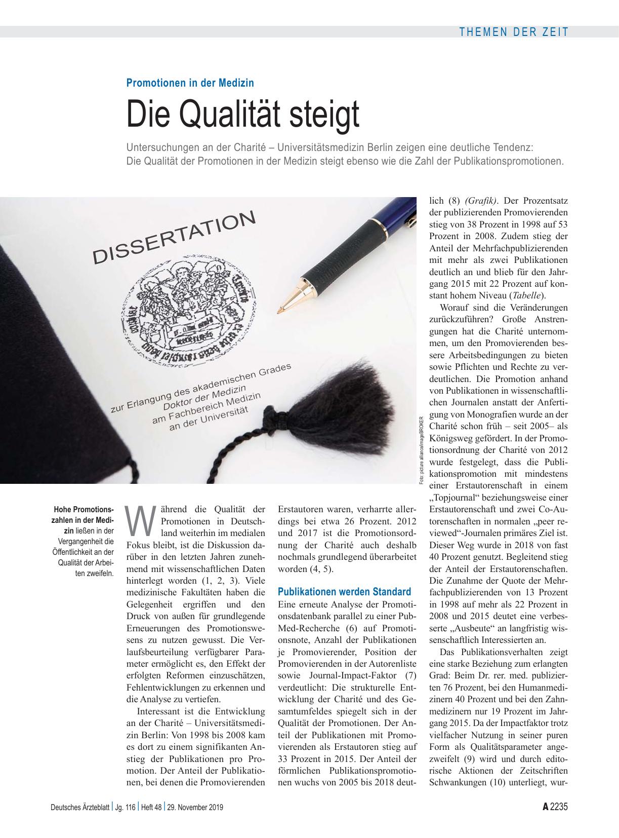 Vorschauseite 1: Promotionen in der Medizin: Die Qualität steigt
