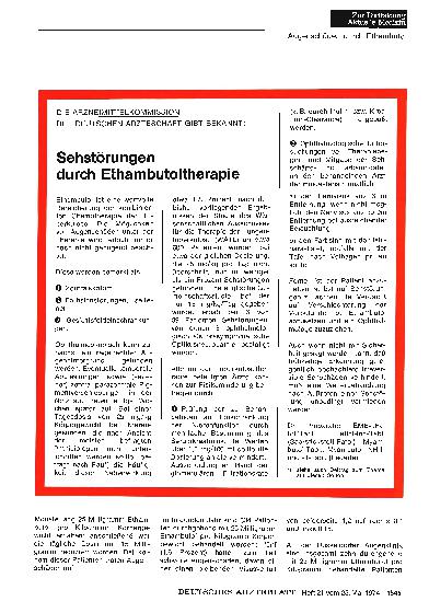 Vorschauseite 1: Sehstörungen durch Ethambutoltherapie