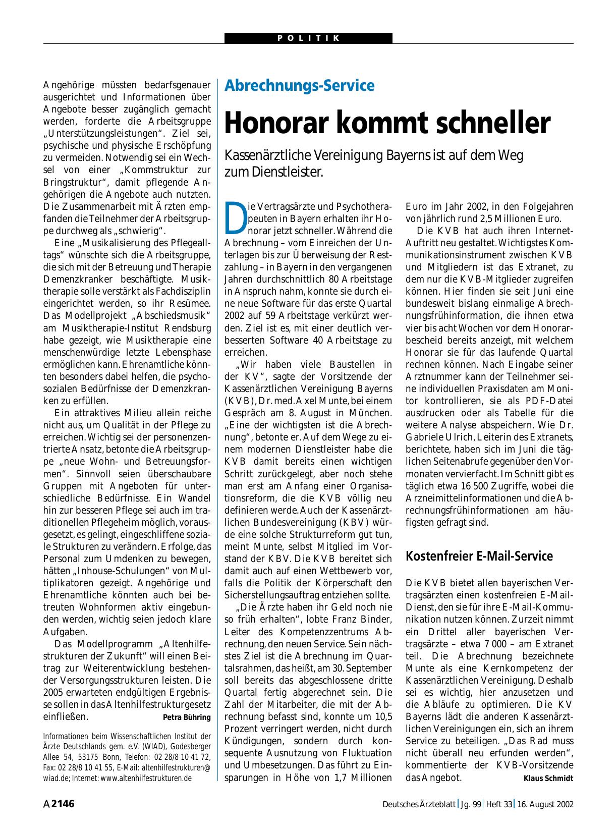 Vorschauseite 1: Abrechnungs-Service: Honorar kommt schneller