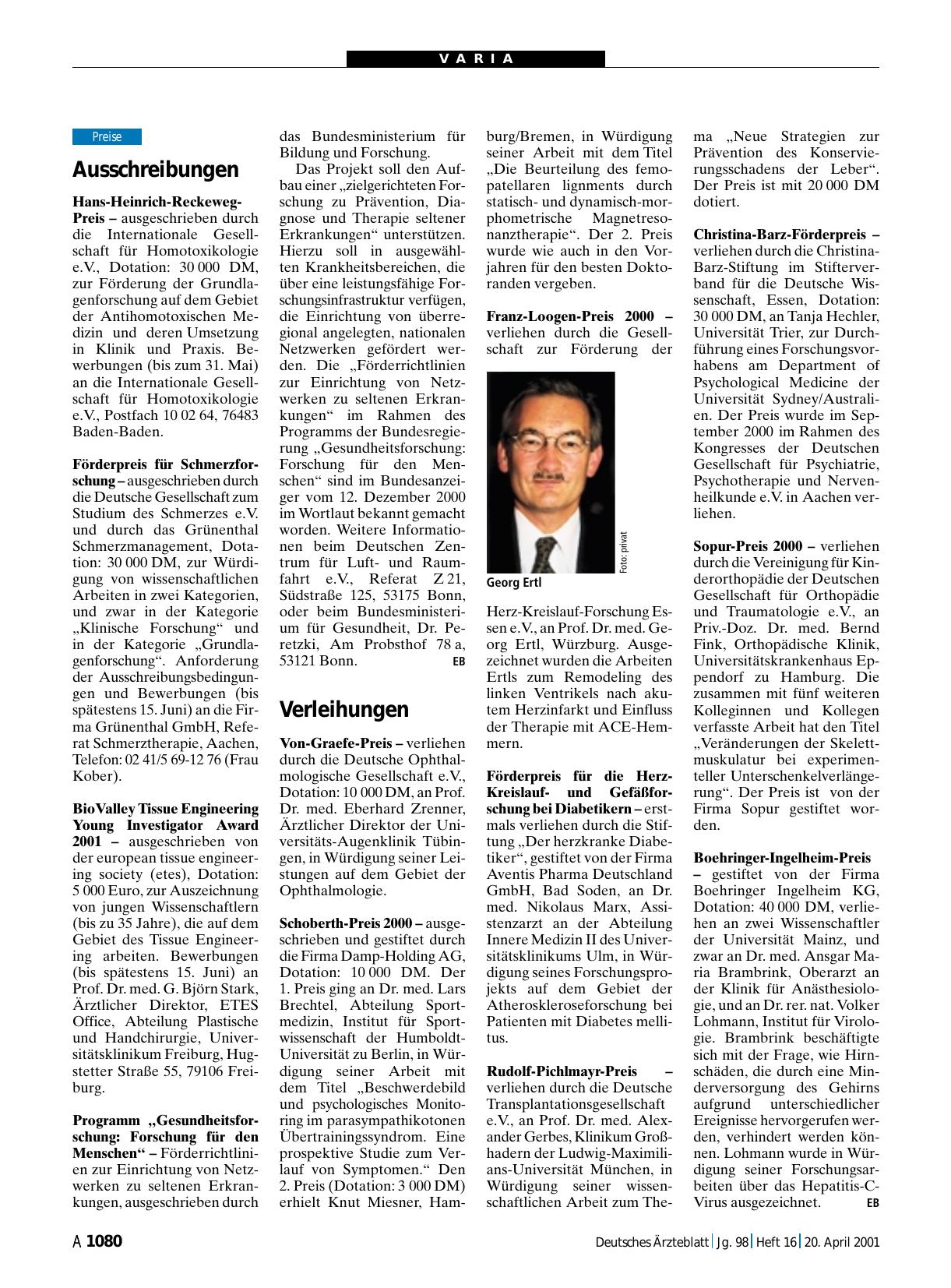 Vorschauseite 1: Verleihungen