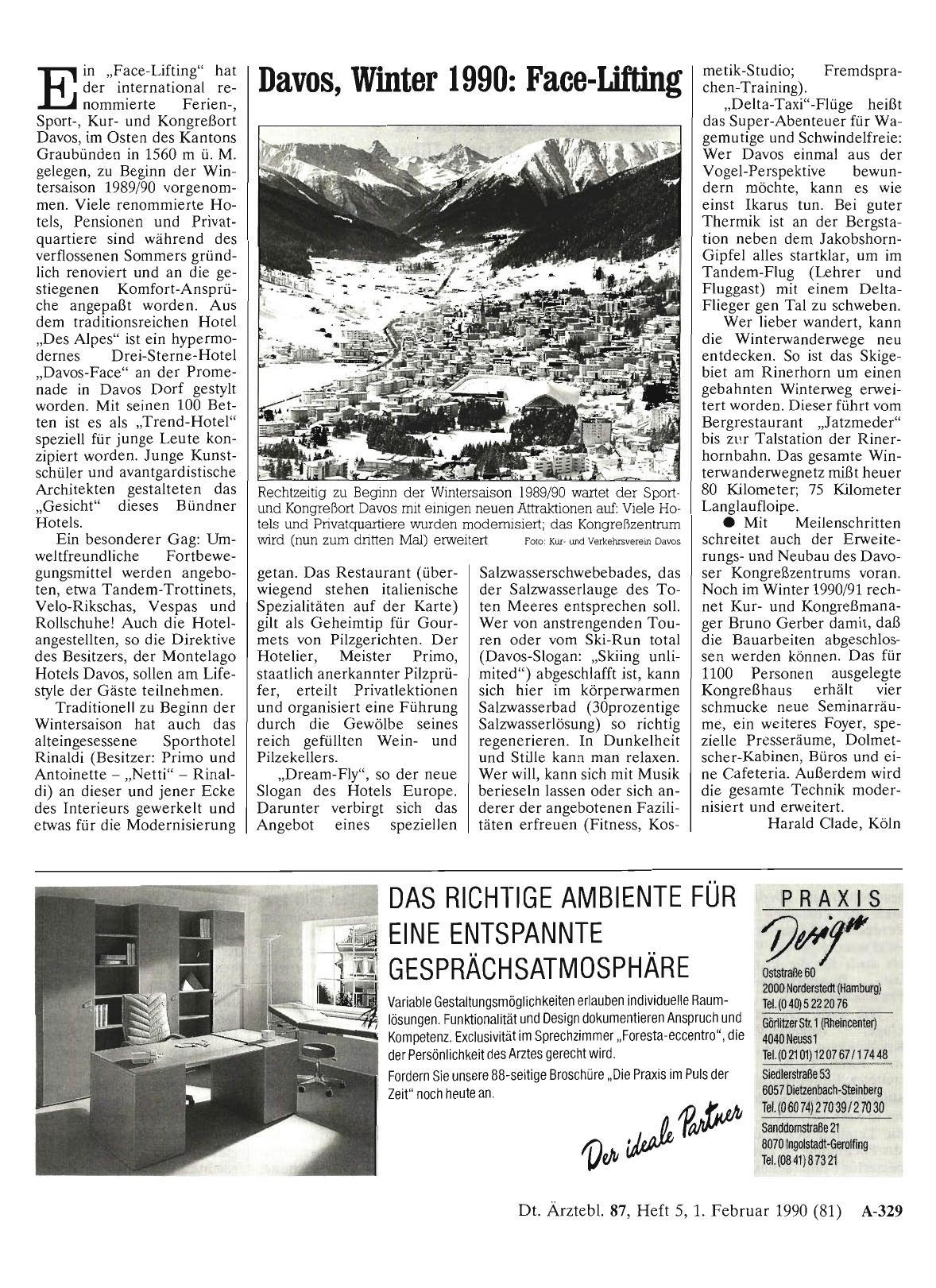Vorschauseite 1: Davos, Winter 1990: Face-Lifting