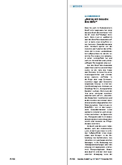 Vorschauseite 1: Allgemeinmedizin: „Doktor, ich brauche Ihre Hilfe! “