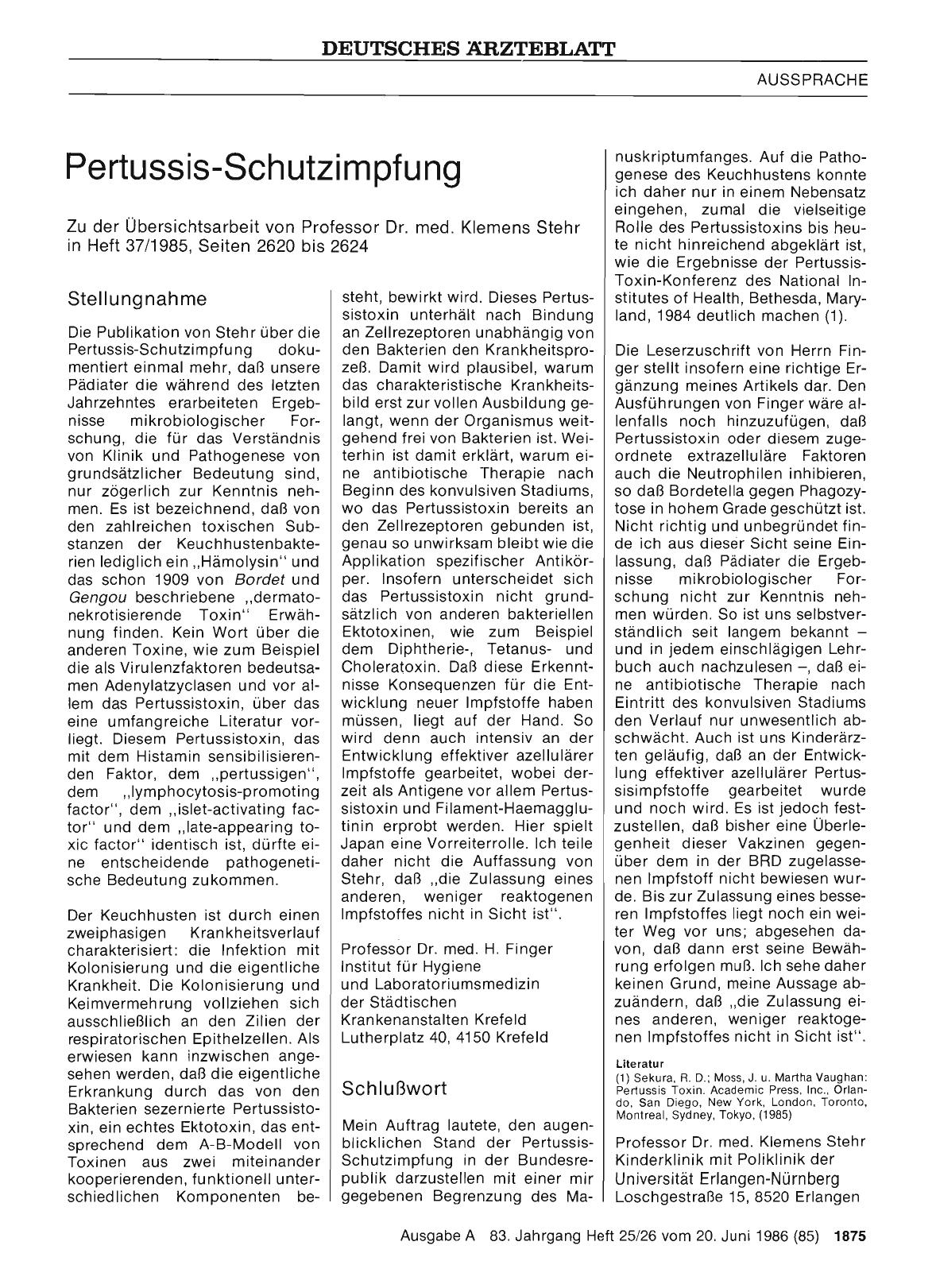 Vorschauseite 1: Pertussis-Schutzimpfung: Schlußwort