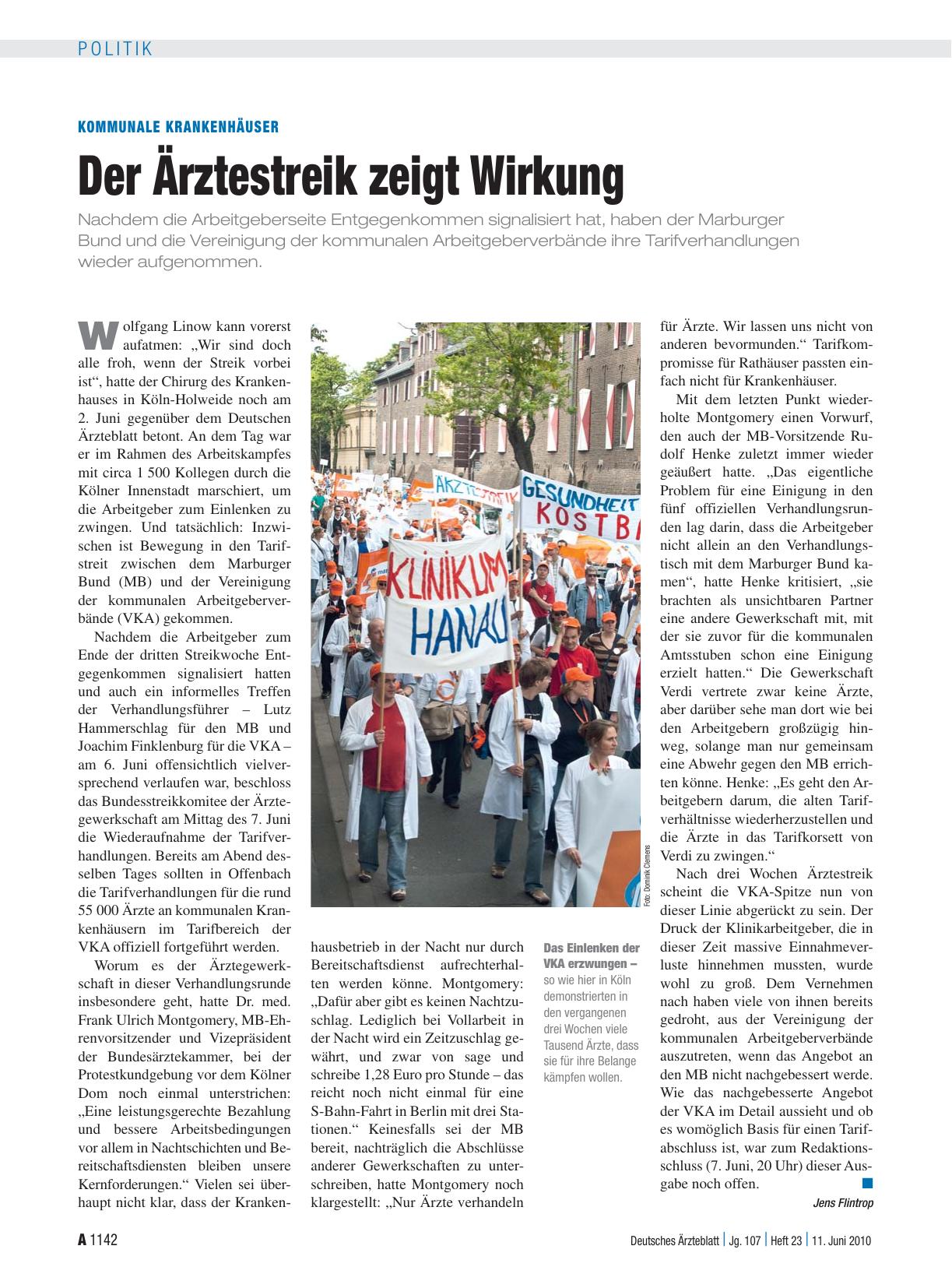 Vorschauseite 1: Kommunale Krankenhäuser: Der Ärztestreik zeigt Wirkung