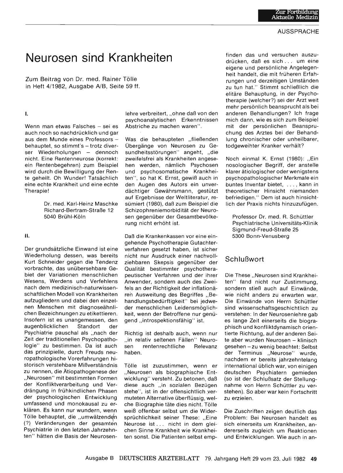 Vorschauseite 1: Neurosen sind Krankheiten: Schlußwort