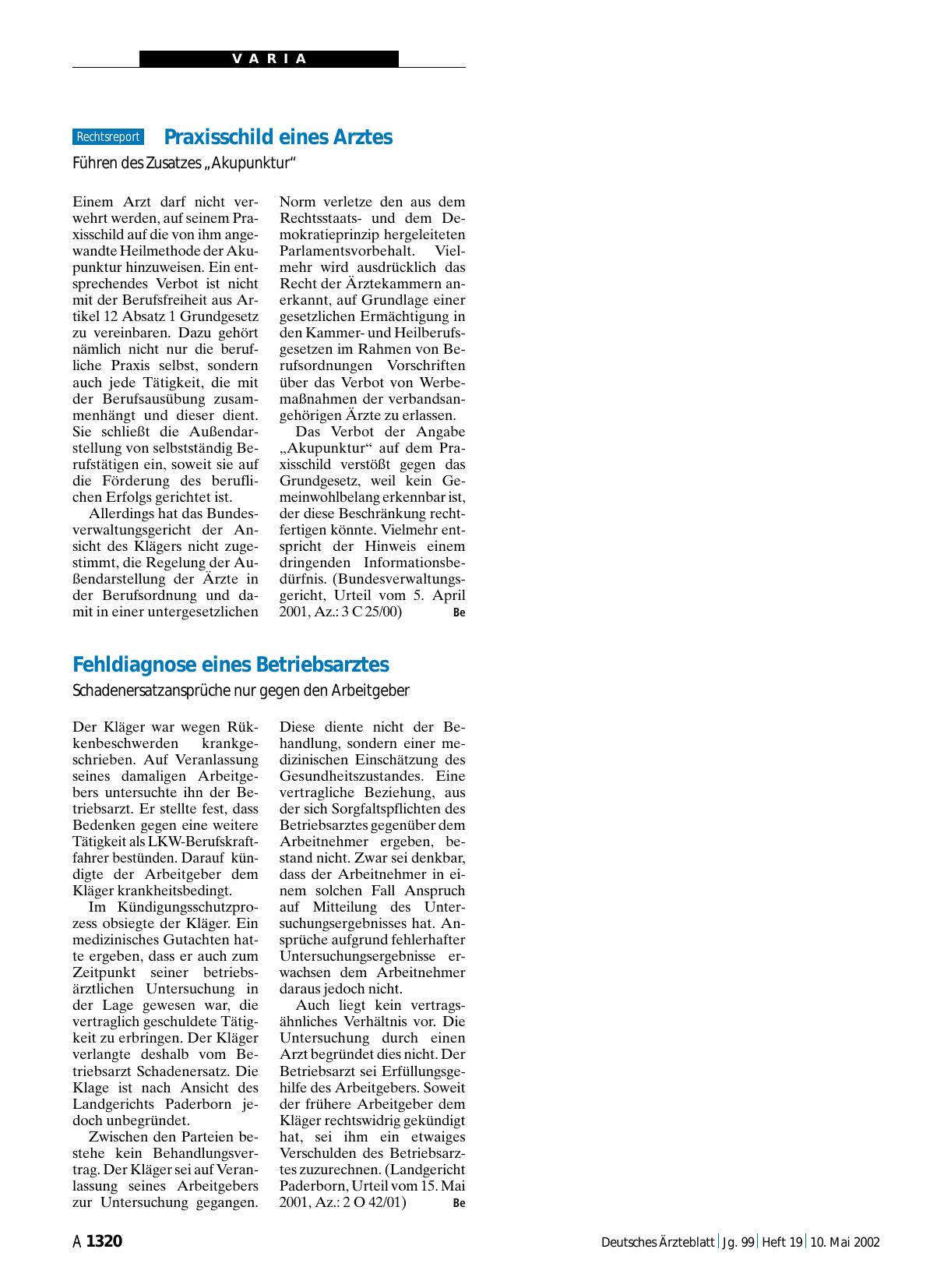 Vorschauseite 1: Praxisschild eines Arztes: Führen des Zusatzes „Akupunktur“