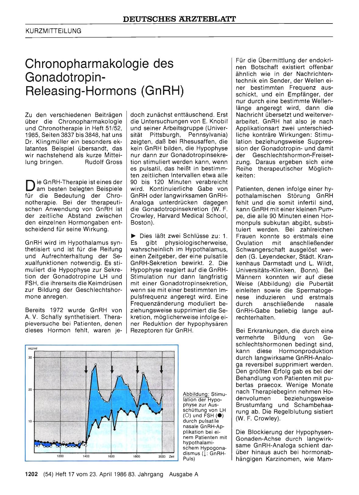 Vorschauseite 1: Chronopharmakologie des Gonadotropin-Releasing-Hormons (GnRH)