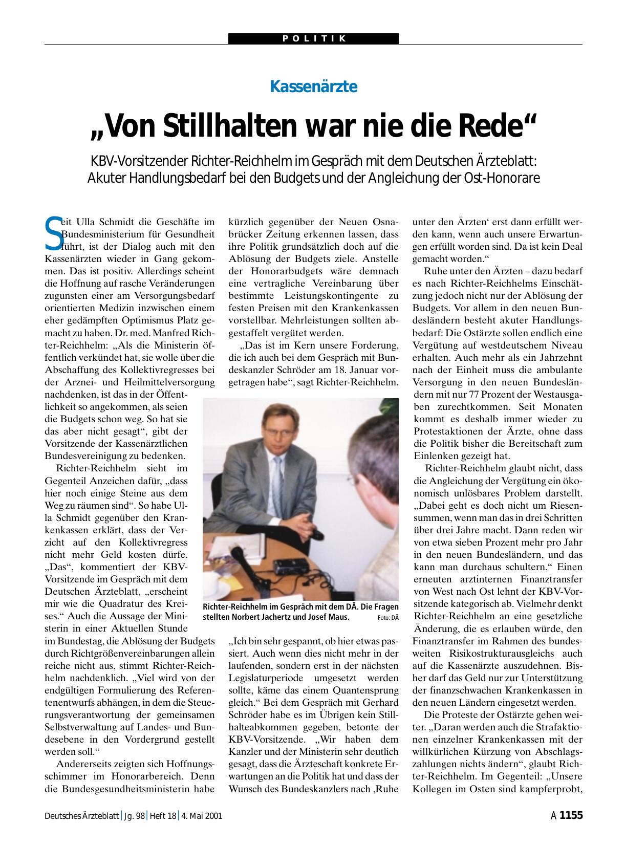 Vorschauseite 1: Kassenärzte: „Von Stillhalten war nie die Rede“