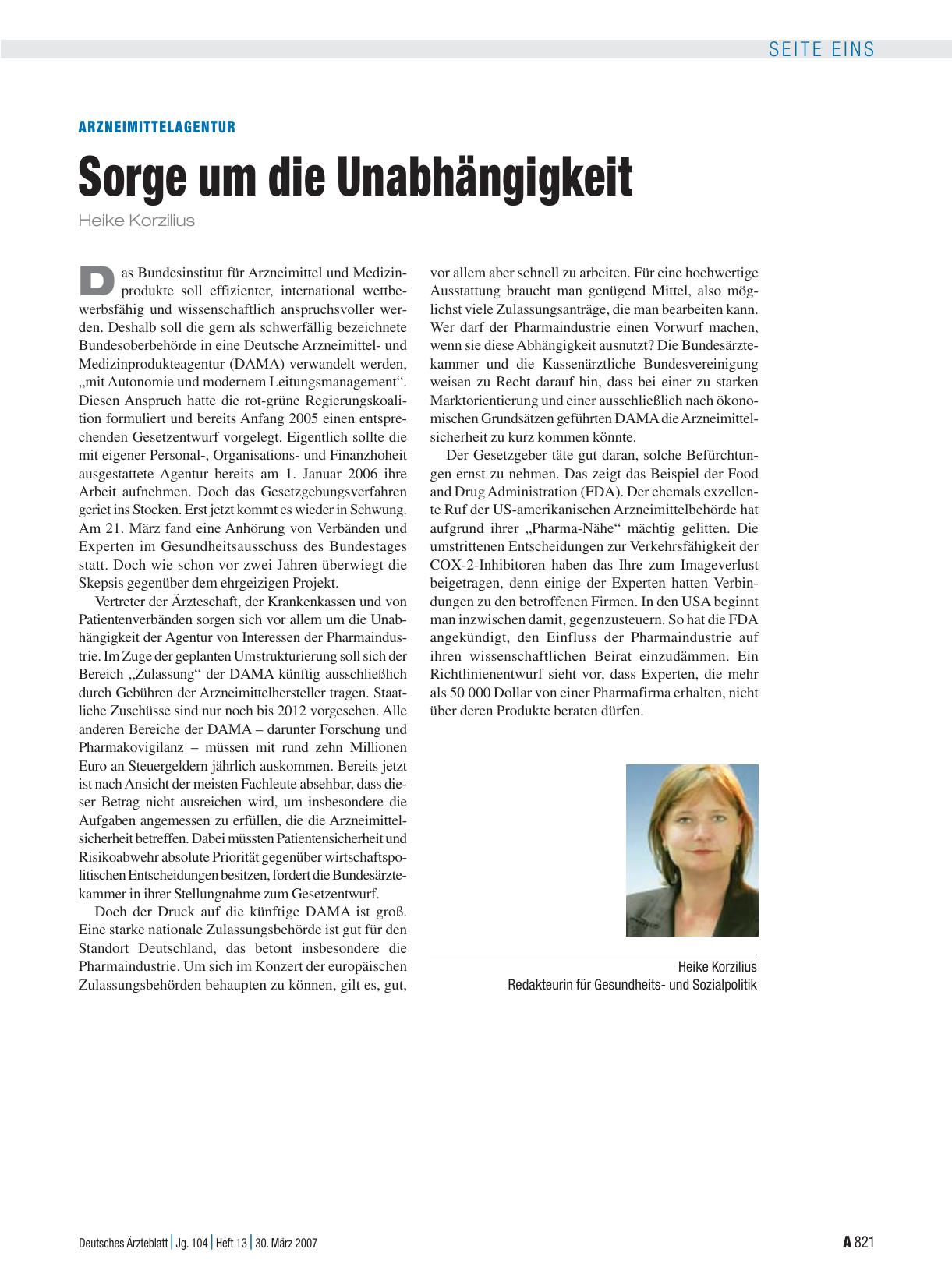 Vorschauseite 1: Arzneimittelagentur: Sorge um die Unabhängigkeit