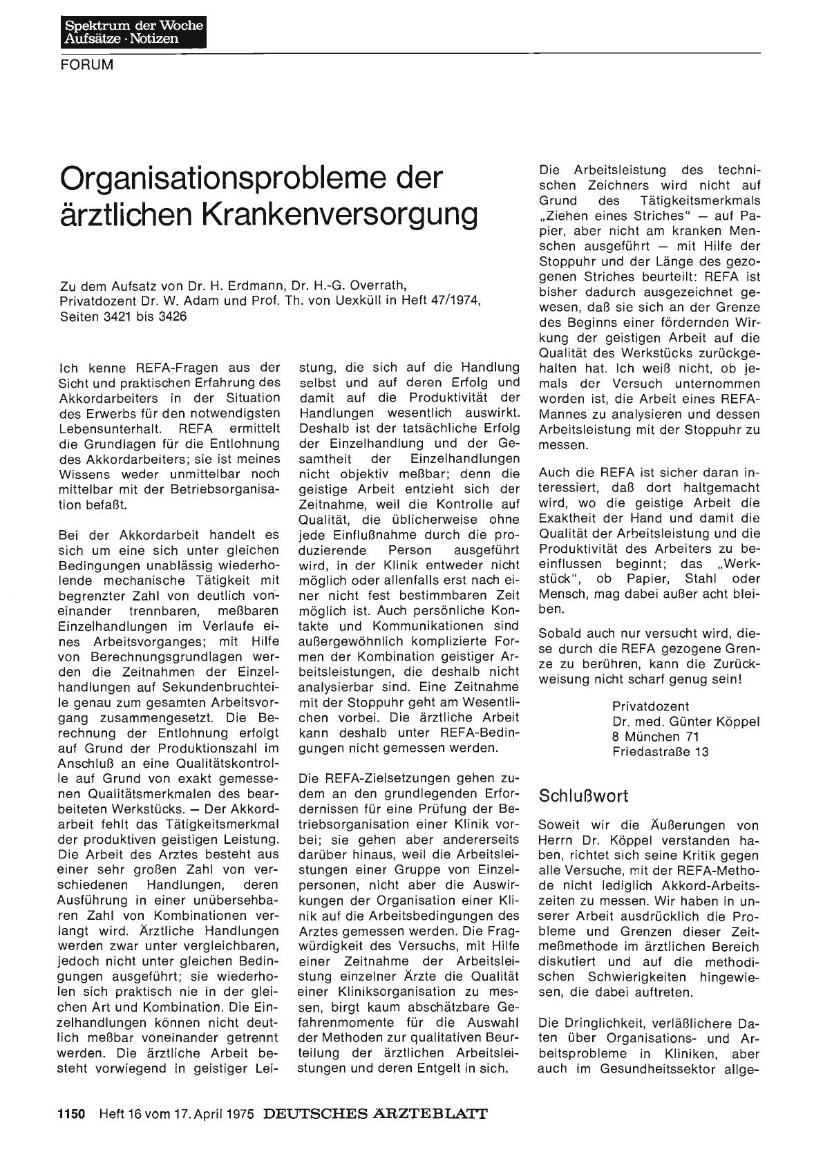 Vorschauseite 1: Organisationsprobleme der ärztlichen Krankenversorgung