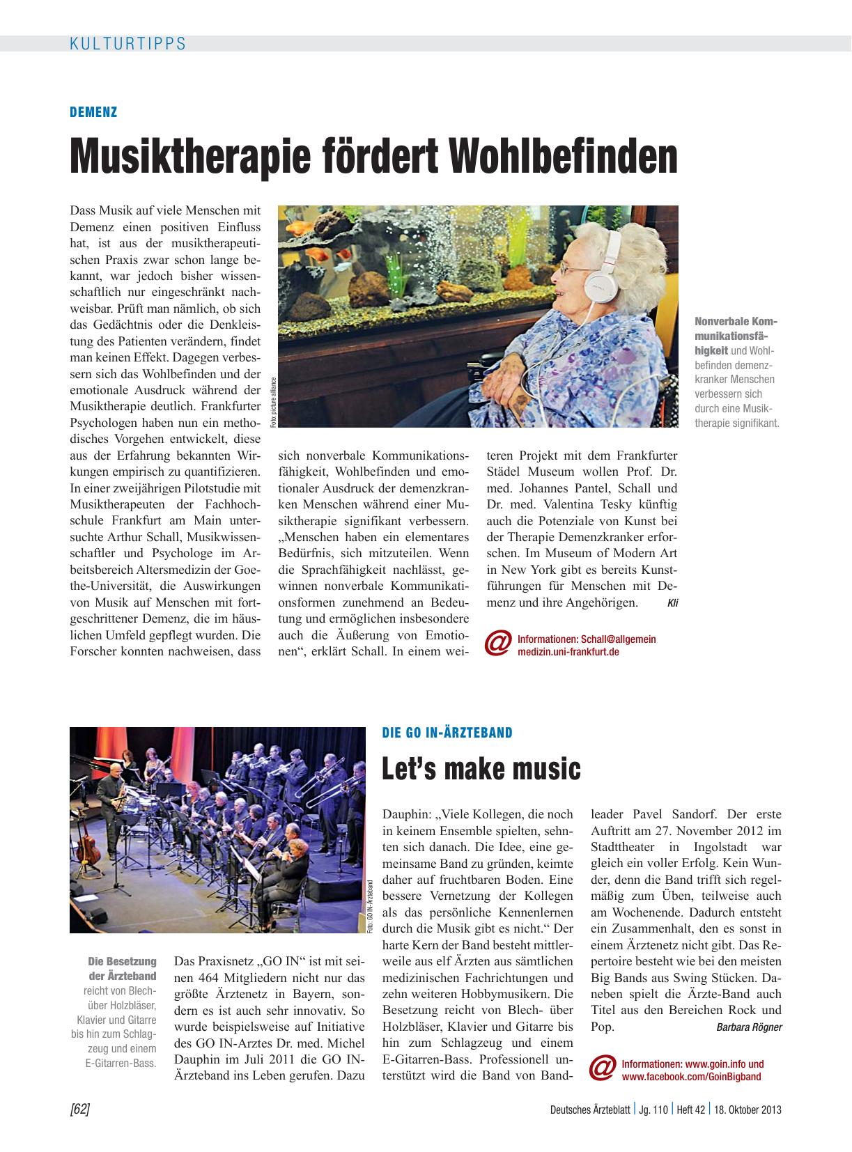 Vorschauseite 1: Die Go In-Ärzteband: Let’s make music