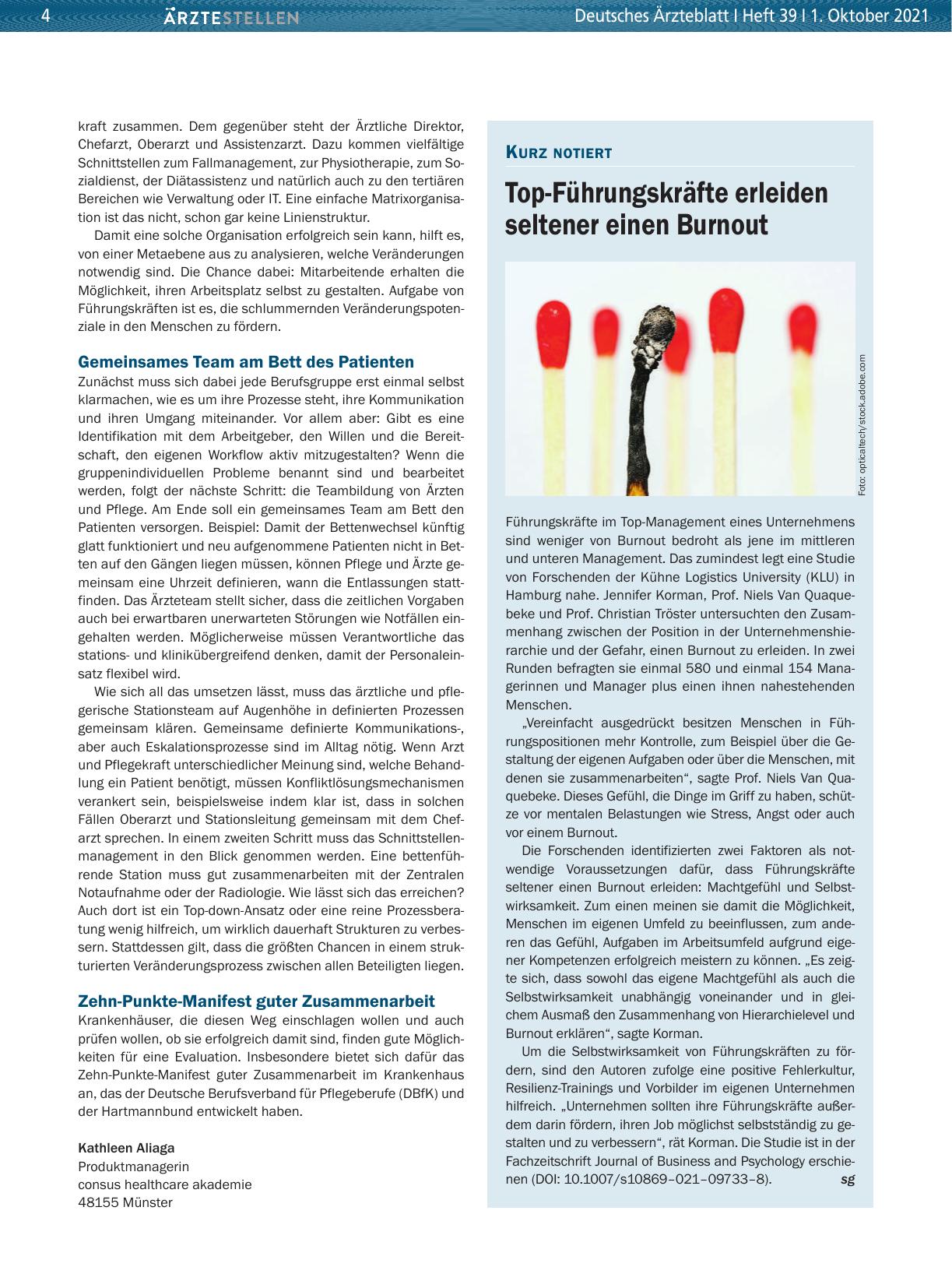Vorschauseite 1: Top-Führungskräfte erleiden seltener einen Burnout