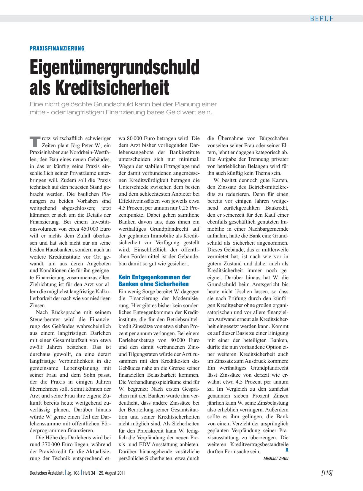 Vorschauseite 1: Praxisfinanzierung: Eigentümergrundschuld als Kreditsicherheit