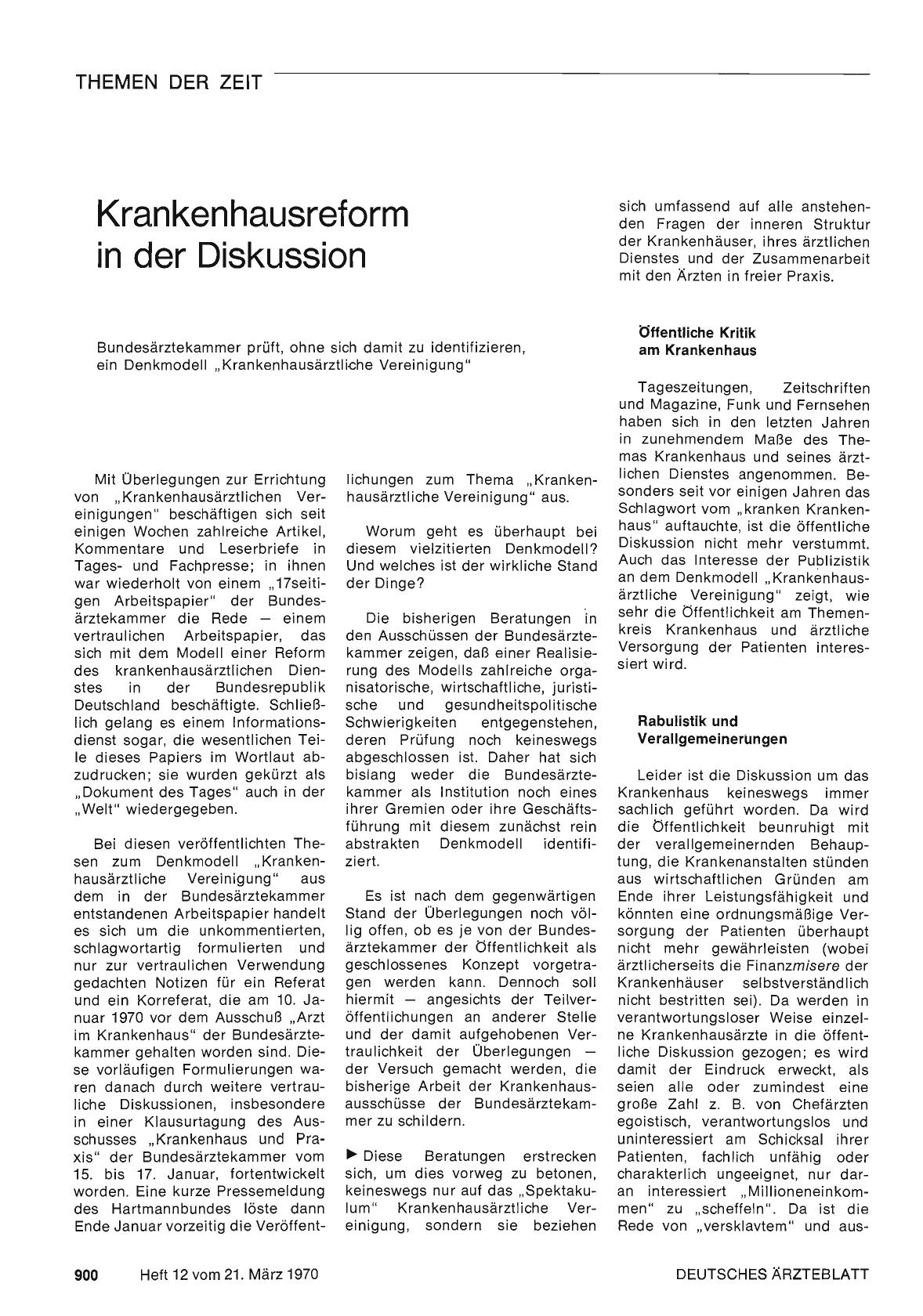 Vorschauseite 1: Krankenhausreform in der Diskussion