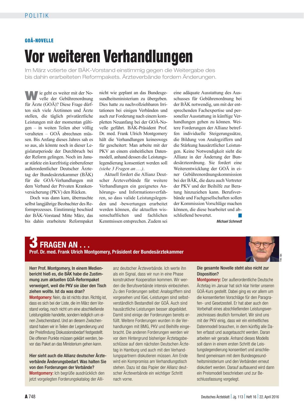 Vorschauseite 1: GOÄ-Novelle: Vor weiteren Verhandlungen