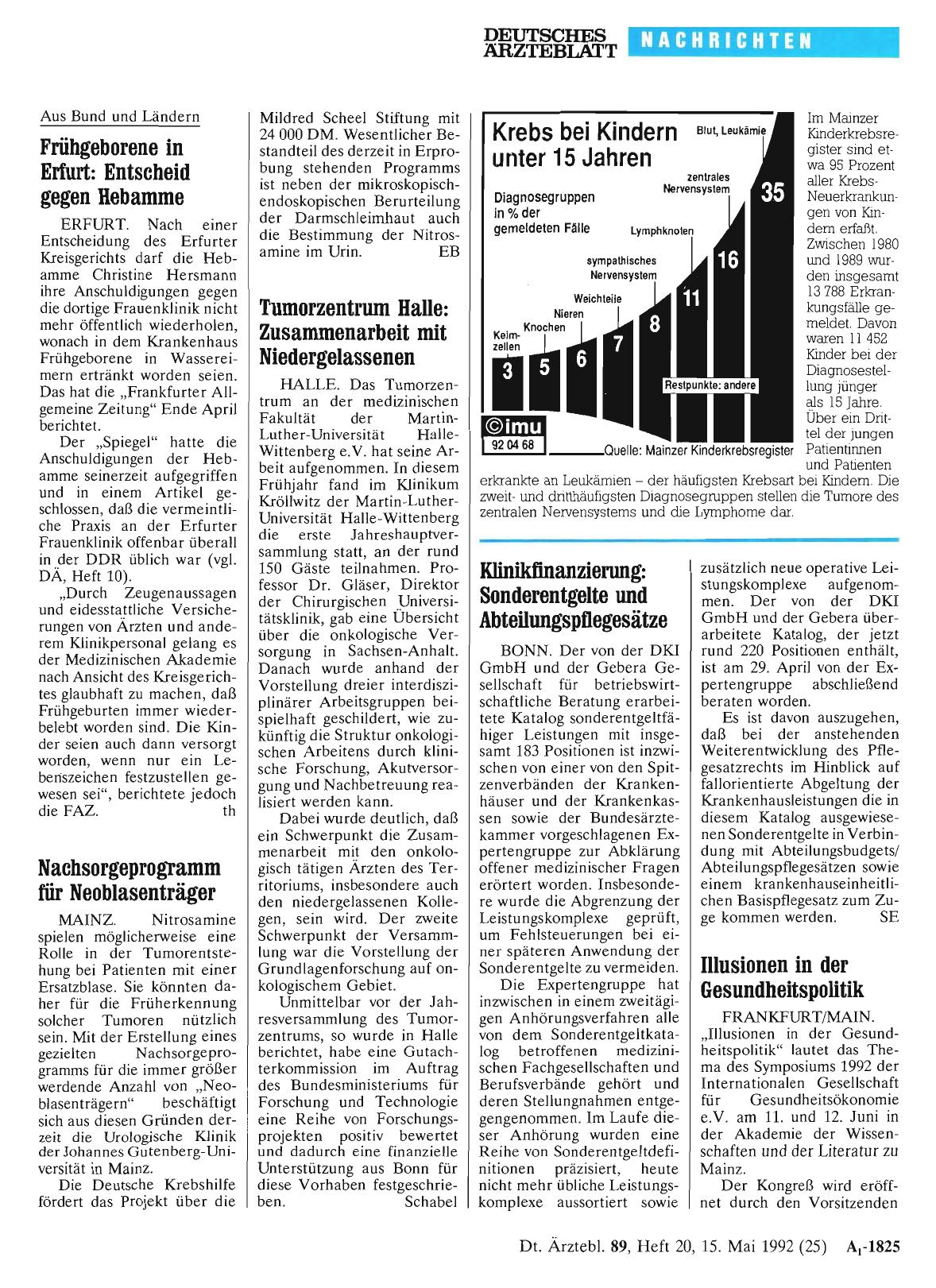 Vorschauseite 1: Krebs bei Kindern unter 15 Jahren