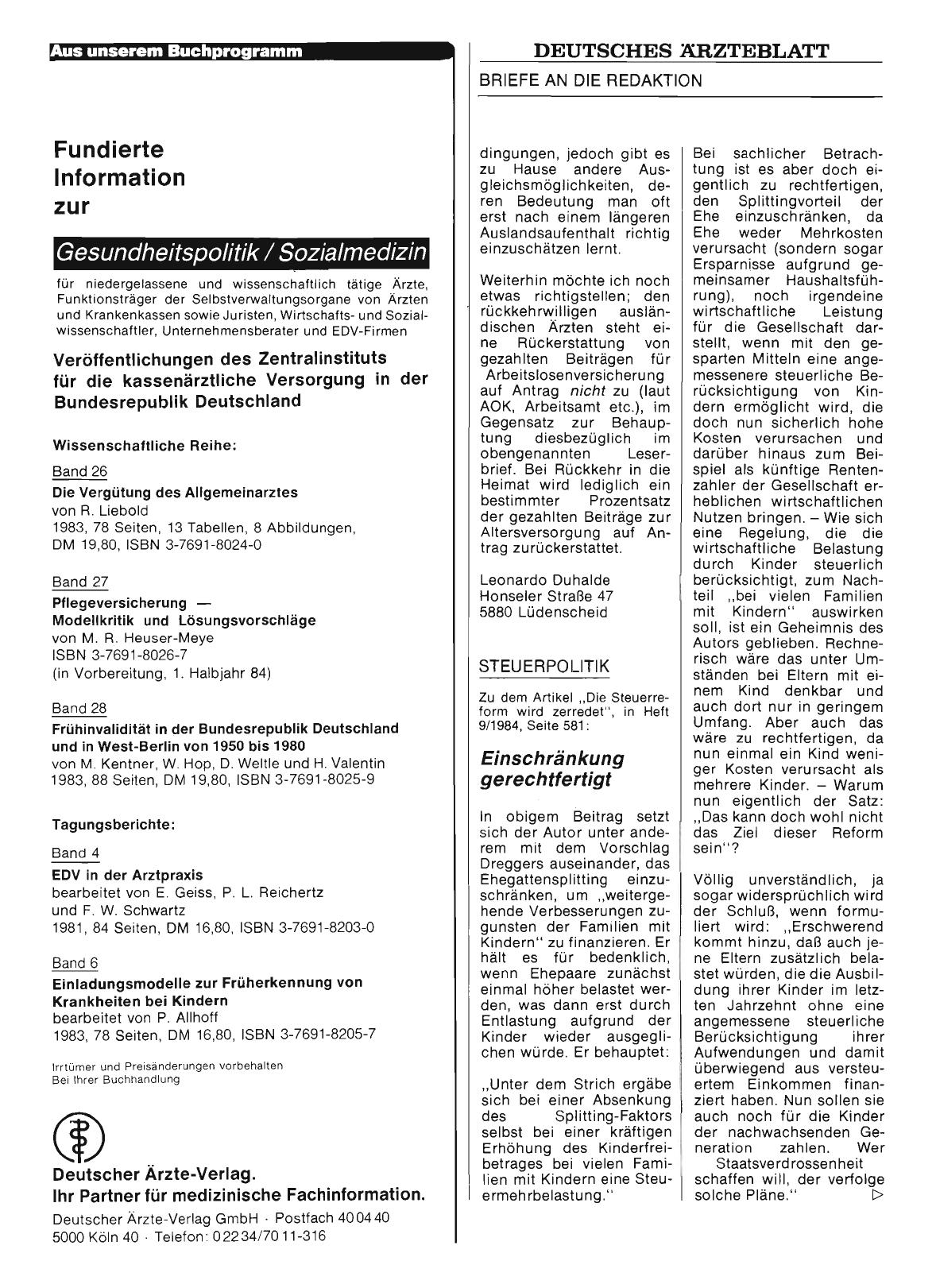 Vorschauseite 1: STEUERPOLITIK: Einschränkung gerechtfertigt