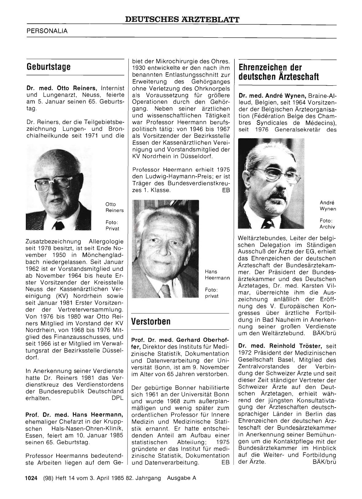 Vorschauseite 1: Ehrenzeichen der deutschen Ärzteschaft