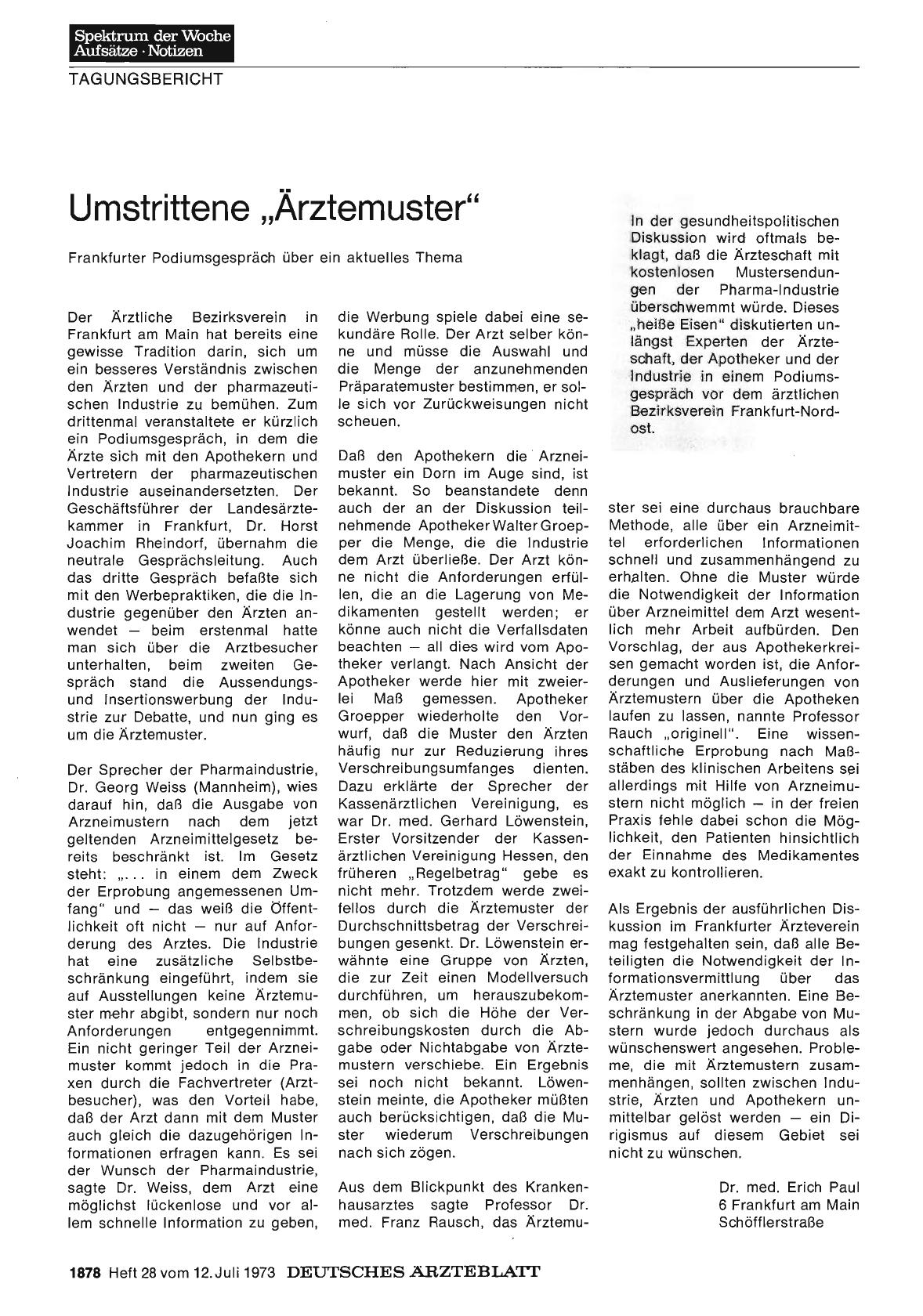 Vorschauseite 1: Umstrittene „Ärztemuster"