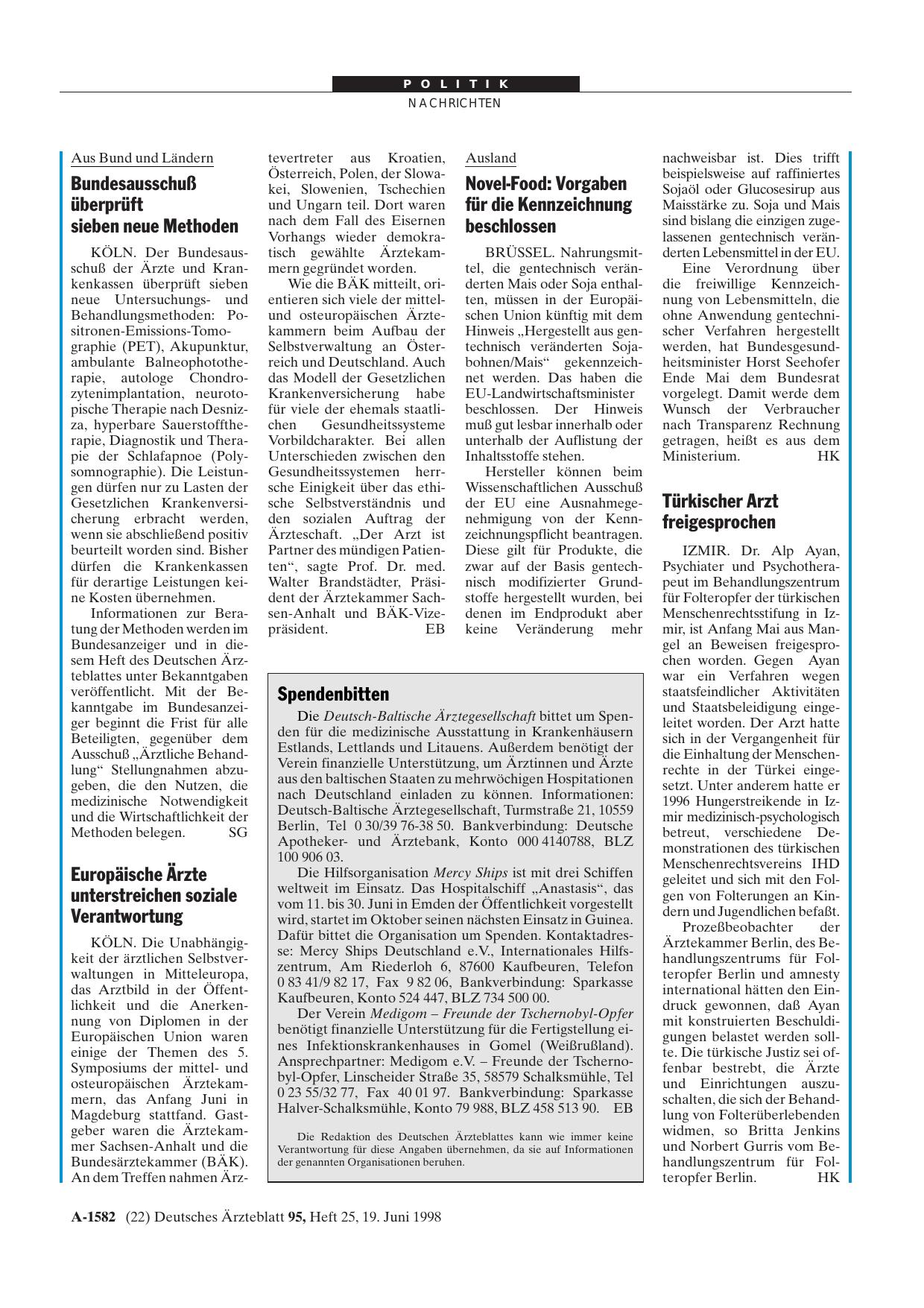Vorschauseite 1: Europäische Ärzte unterstreichen soziale Verantwortung