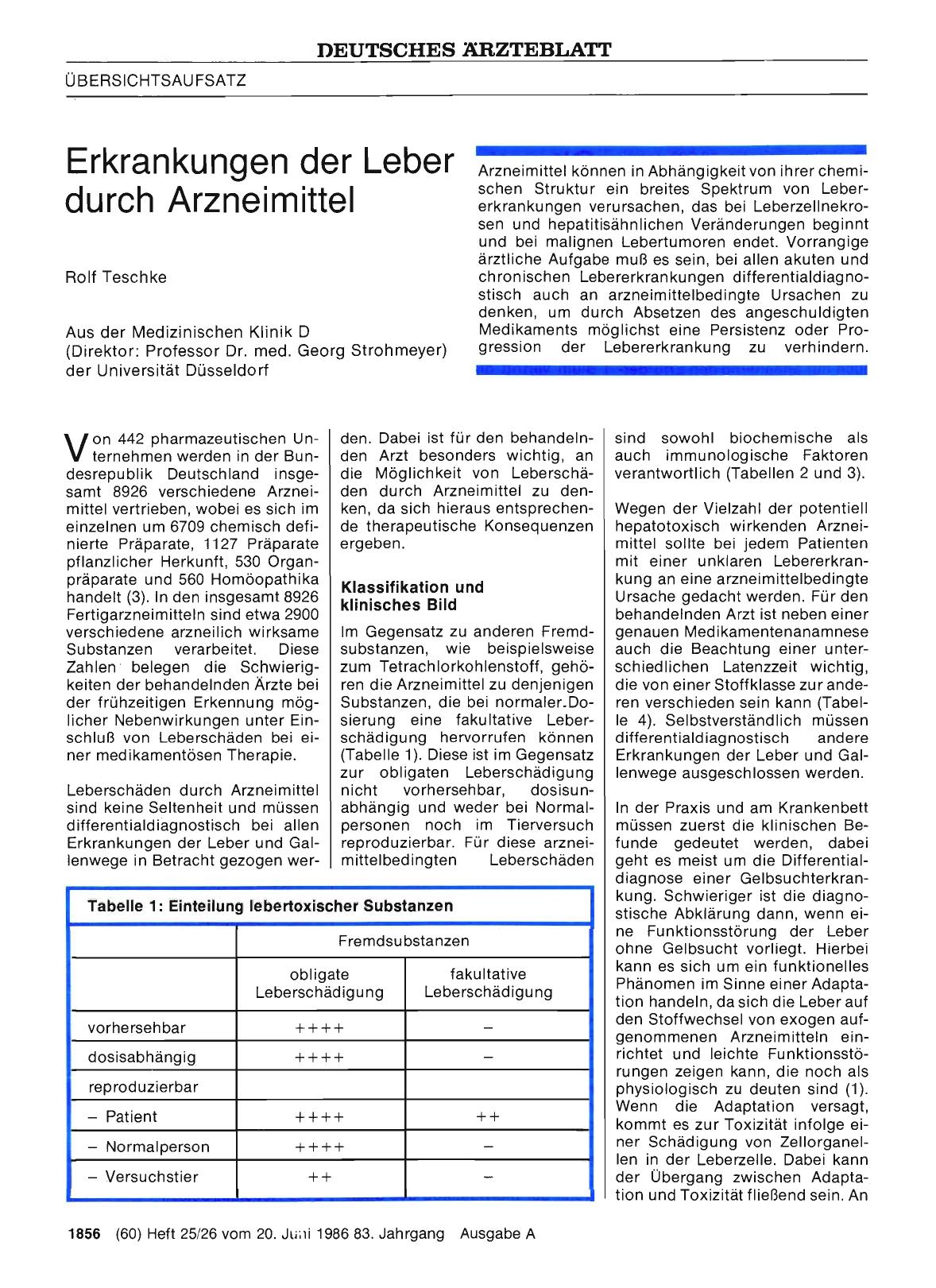 Vorschauseite 1: Erkrankungen der Leber durch Arzneimittel