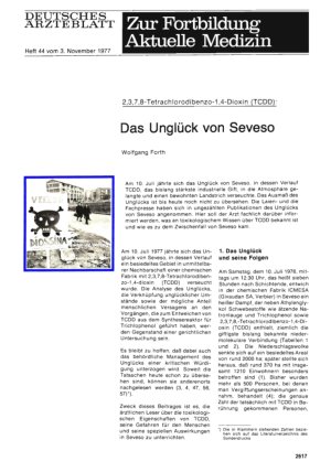 Vorschauseite 1: 2, 3, 7, 8-Tetrachlorodibenzo-1, 4-Dioxin (TCDD): Das Unglück von Seveso